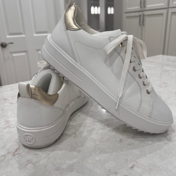 MICHAEL Michael Kors Shoes - MICHAEL Michael Kors White and Gold Sneakers